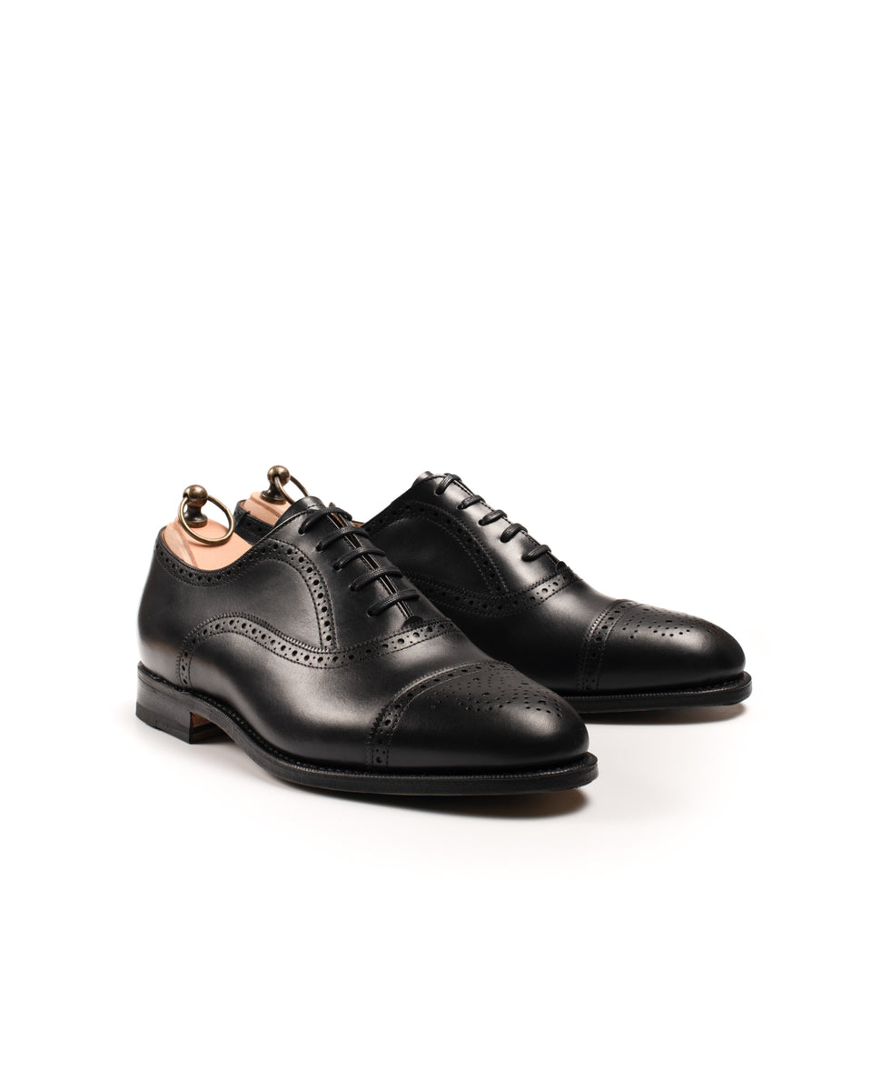 Oxford Semi Brogue Boxcalf Schwarz Rendenbach Ledersohle Fabian Zug