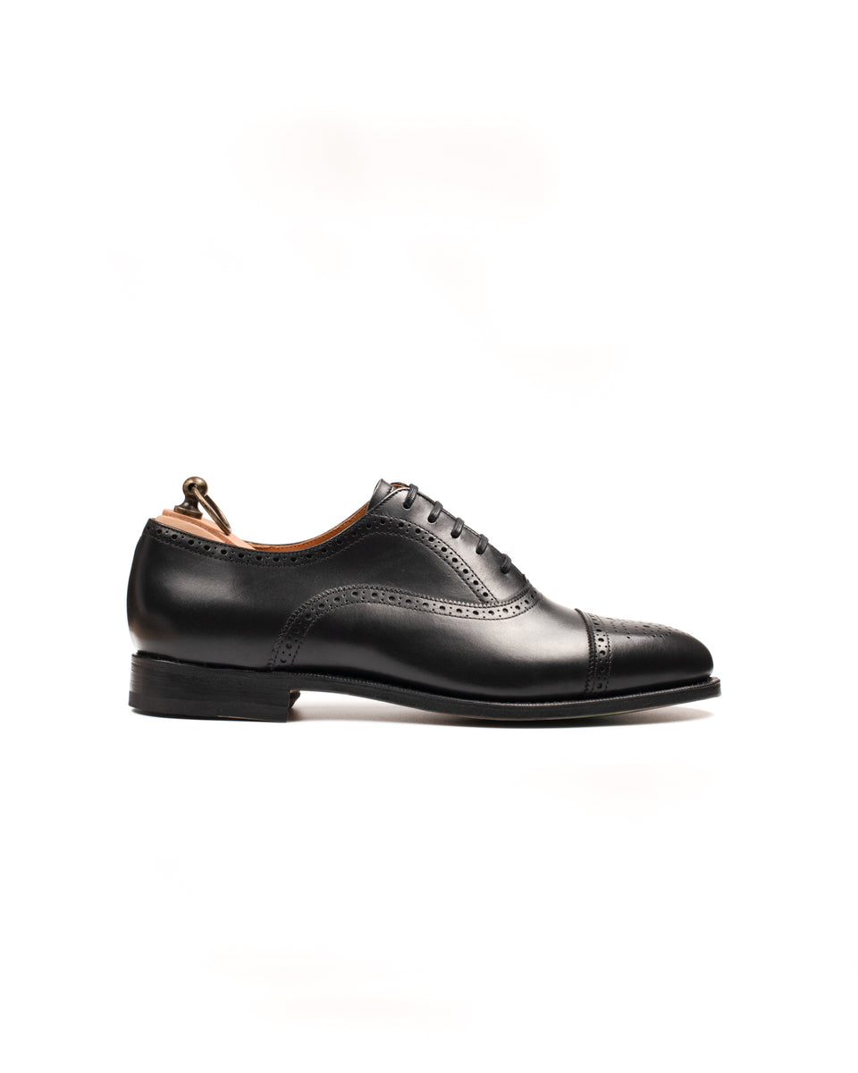 Oxford Semi Brogue Boxcalf Schwarz Rendenbach Ledersohle Fabian Zug